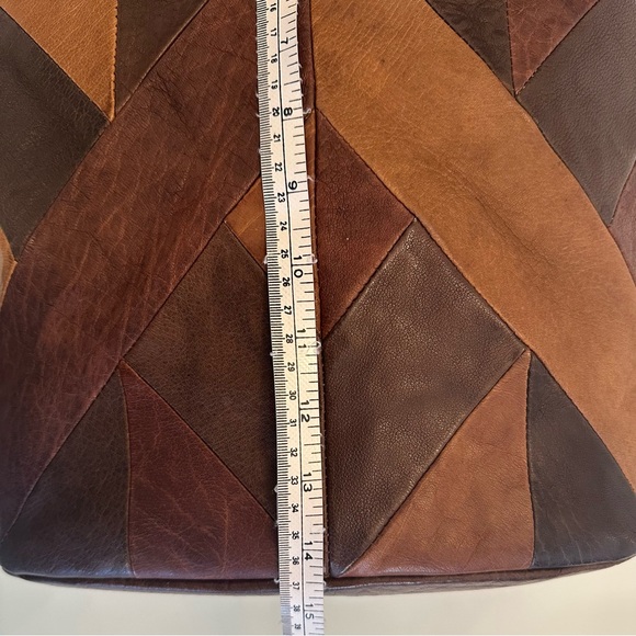 Lucky Brand | Brown Leather Patchwork Crossbody / Tote Bag - Picture 14 of 16